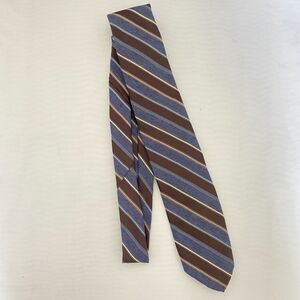#7710 Hauline Trigere Blue and Brown Mens Striped Necktie, Tie